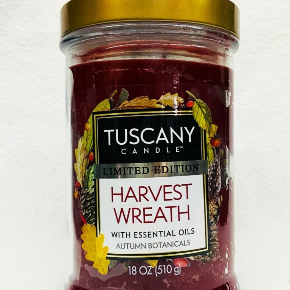 Tuscany Candle Harvest Wreath Marbled Wax 2-Wick Tumbler Large 18oz